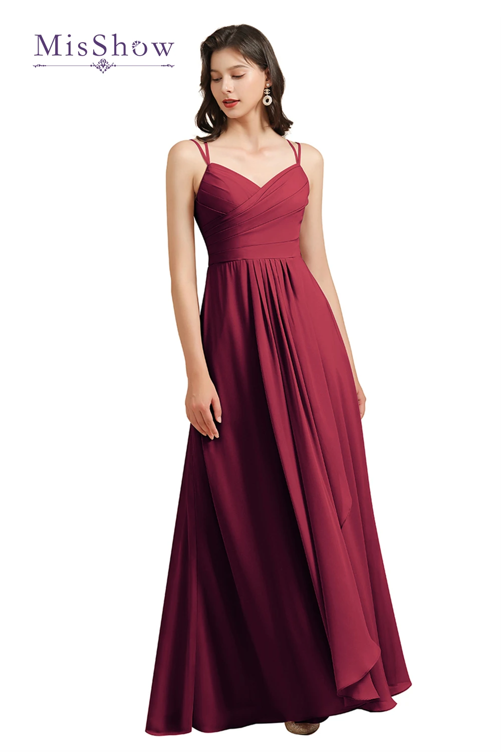 

MisShow BM308 Custom-Made 50 Colors Blue Grey Bridesmaid Dresses Long Chiffon Sweet Heart Collar Backless Wedding Evening Dress