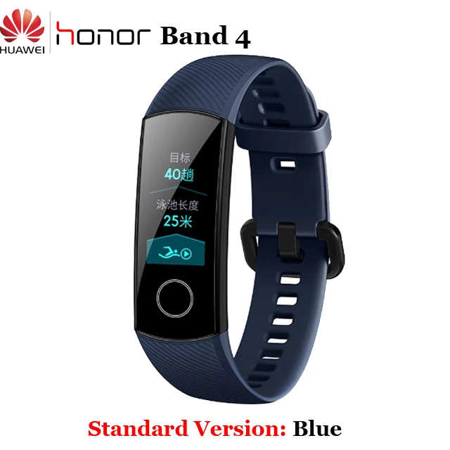 Blue Умный Браслет huawei Honor Band 4 5 Amoled, цветной сенсорный экран 0,95 дюйма, для плавания, для обнаружения сердечного ритма, сна - Color: Blue