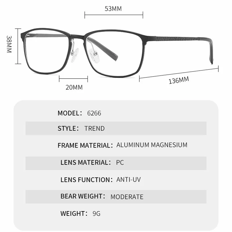 

Full Rim Eye Glasses Aluminum Magnesium Glasses Frame Anti Blue Ray Nearsighted Spectacles New Arrival Men Business Style
