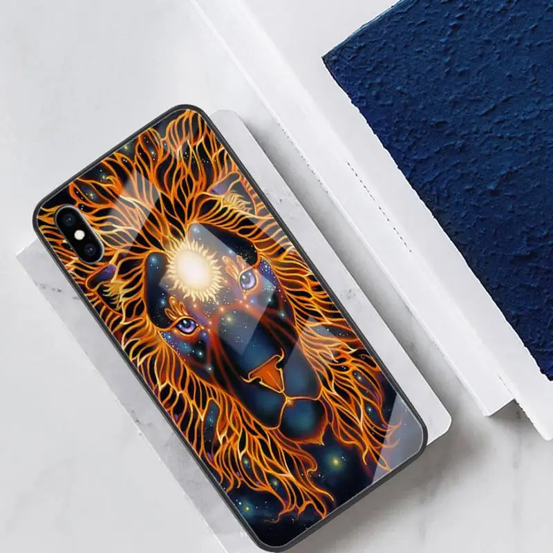 

Colorful Lion Phone Case For Iphone 11 12 Pro Max XR 8 PLUS Cover Case Glass For Iphone 11 Case