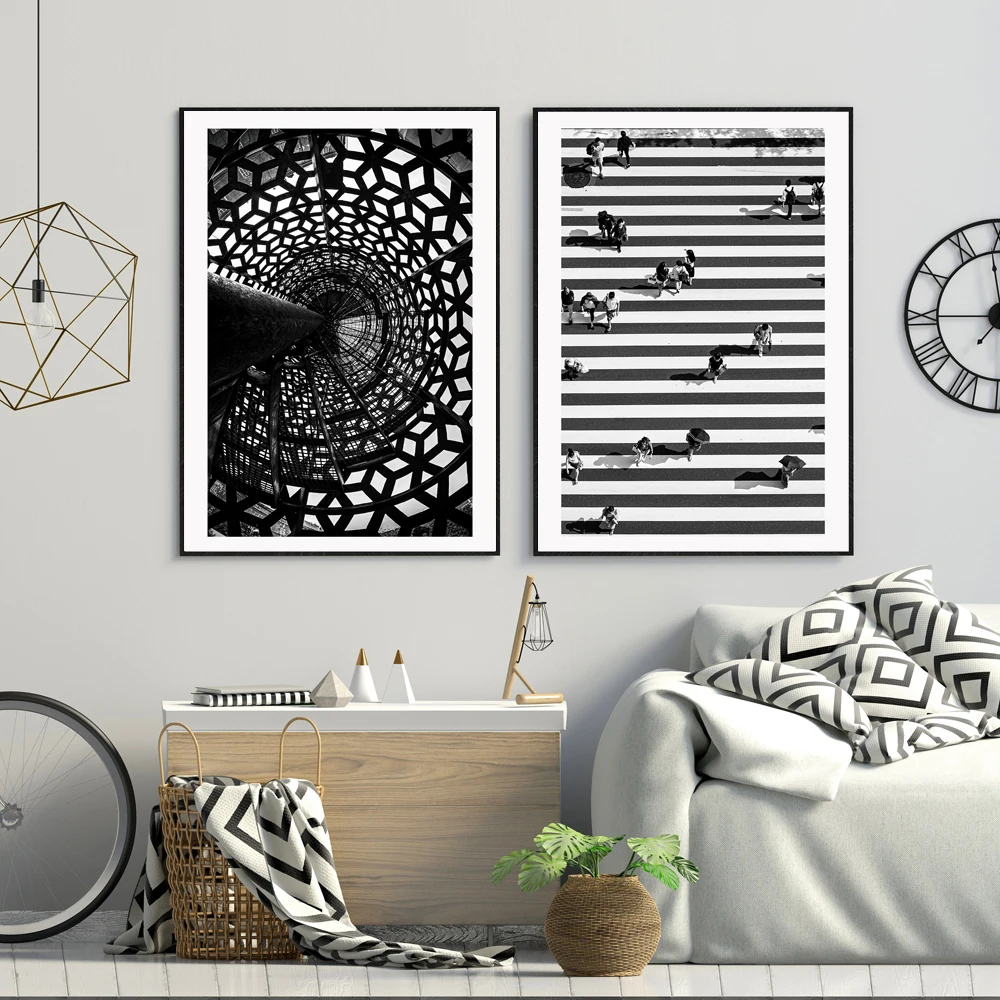 

City Street Poster Black White architecture Canvas Painting Photography Art Print Abstract Wall Picture For Living Room Decor