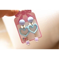 pink cute heart beads clip on earrings for kids girls earrings jewelry no pierced children clip on earrings birthday gifts