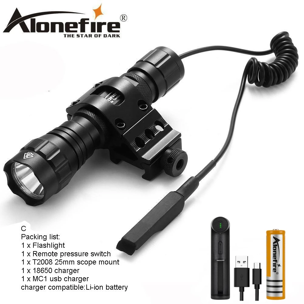Tactics flashlight C AloneFire 501Bs Тактический 501B Зеленый светодиодный фонарь охотничий фонарь Крепление для Пикатинни лампа Пикатинни переключатель давления 18650 аккумулятор - Испускаемый цвет: Tactics flashlight C