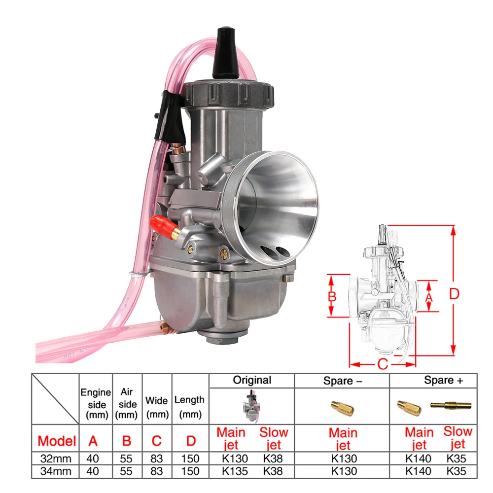 Карбюратор ZS Racing 28 мм 30 32 34 PWK Keihin для мотоцикла 125-250 куб. См 4T мотовездехода
