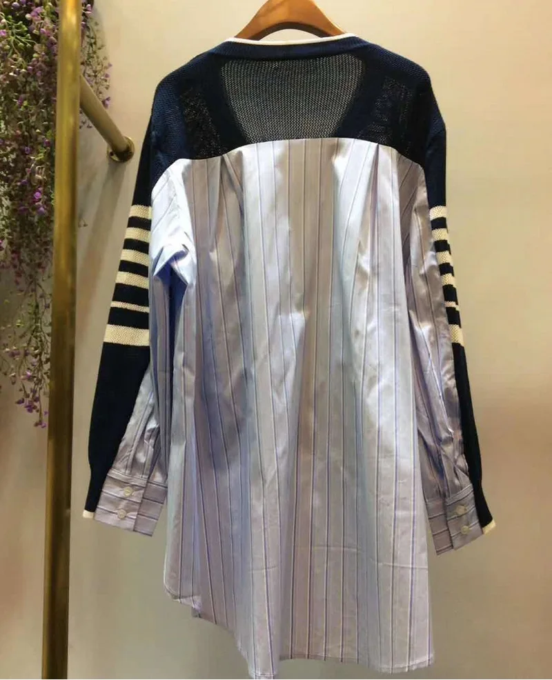 

Pullover Sweaters 2020 Autumn Fashion Style Tops Women V-Neck Color Block Knitting Patchwork Long Sleeve Casual Loose Tops Lady