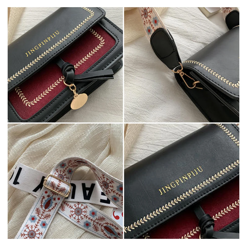 

Contrast color Leather Crossbody Bags For Women 2021 Travel Handbag Fashion Simple Shoulder Messenger Bag Ladies Cross Body Bag