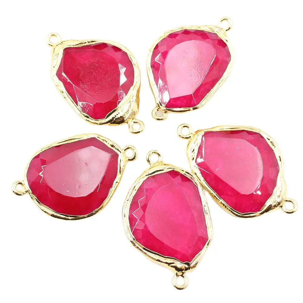 Подвеска APDGG с натуральным розовым агатом позолоченный Самородок 20x32 мм для