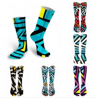 3d cool doodle printing socks fashion trend hip hop thigh high socks colorful happy funny harajuku cotton warm long socks