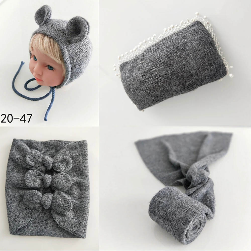 4pcs Sets 20-47 D& J 4 шт./5 шт. комплекты для новорожденных реквизит для фотосъемки ребенок позирует подушку шляпа капот обертывания фоновое одеяло Fotografia студия реквизит - Цвет: 4pcs Sets 20-47