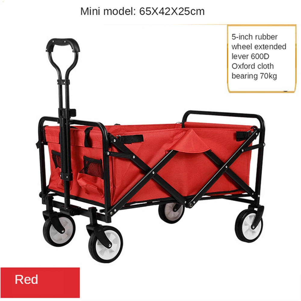 

LISM Folding All Terrain Utility Beach Wagon Cart Utility Outdoor Camping Beach Cart with Universal Wheels Adjustable Handle