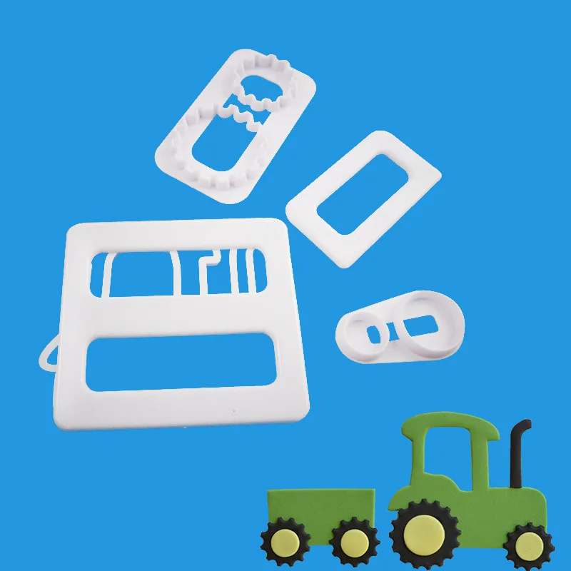 4 шт. трактор помадка печенья торт резак эжектор штамп плунжерная форма тисненая