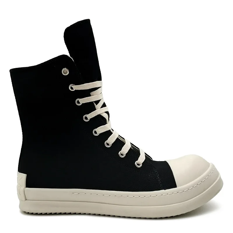 

Spot High-Top Men's Shoes Canvas Leisure Sports Student Thick Bottom Lovers Shoes round Head Black and White Board Shoes Tide