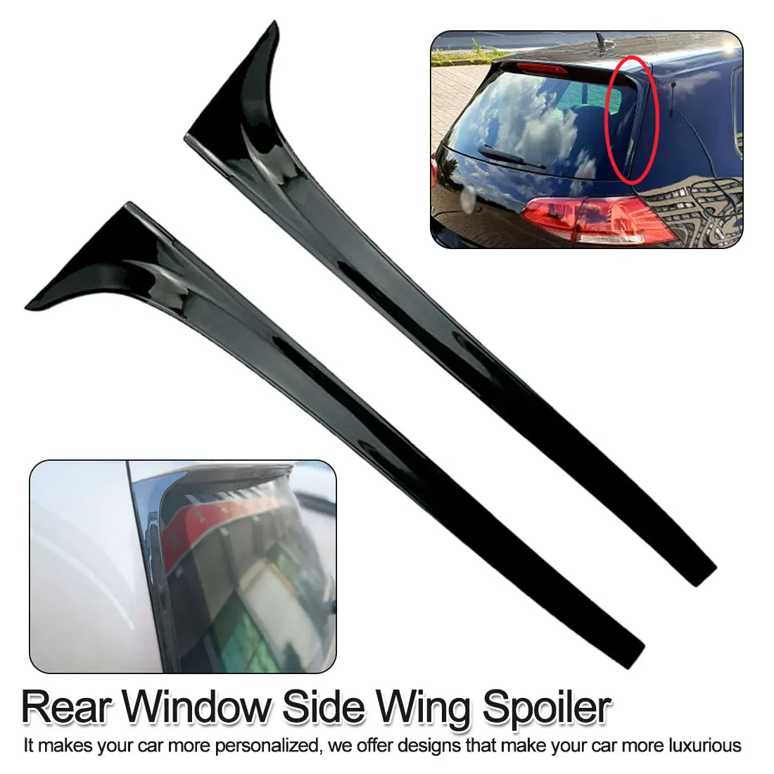 

For VW Golf 7 MK7 2014-2017 with 2 Pcs Rear Window Side Wing rear window spoiler side wing spoiler car decoration