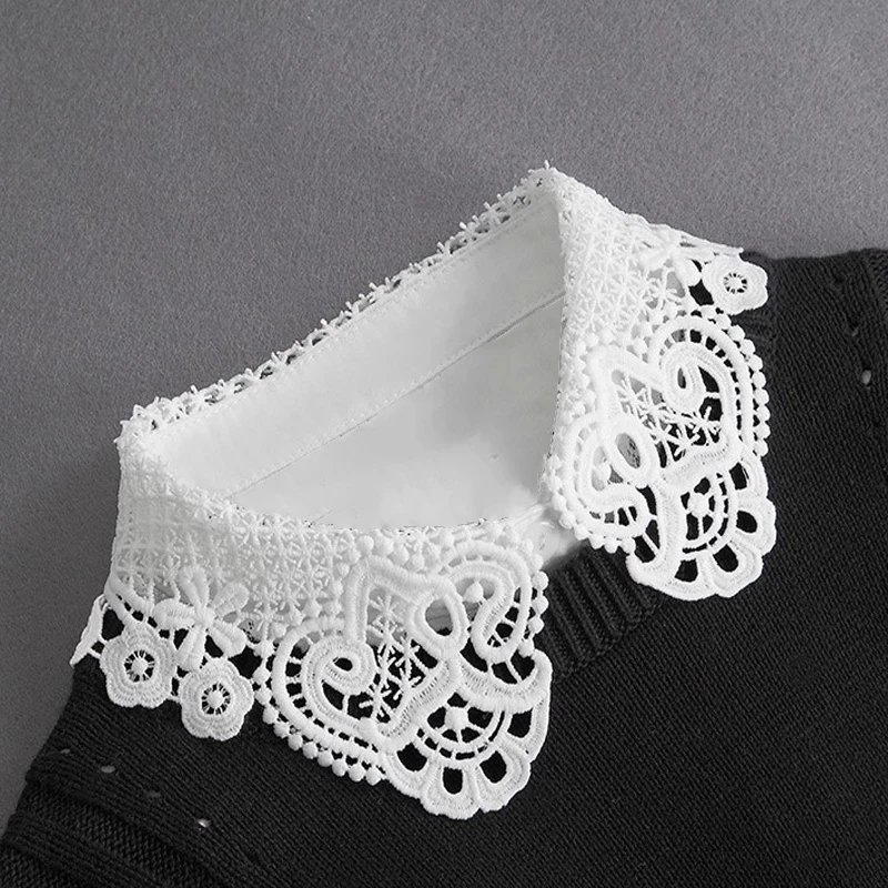 

2022 Women Fake Collar Half Shirt Ladies Shirt White Black False Collar Woman Detachable Collar Lace Lapel Faux Col Tie