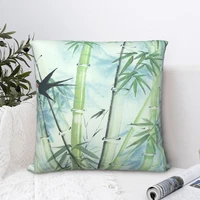 bamboo forest square pillowcase cushion cover funny zipper home decorative polyester room nordic 4545cm
