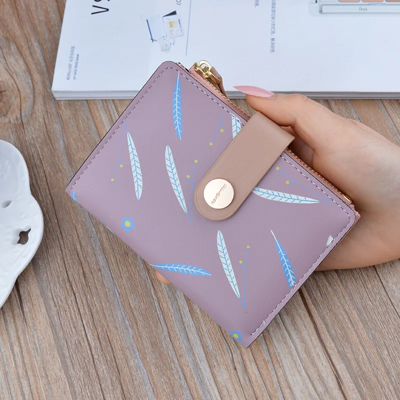 

2020 New Zipper Hasp Hand Bag Wallet Ladies Short Student Casual Fashion Handbag Women Purse Printing Soft Wallets Coin Purse
