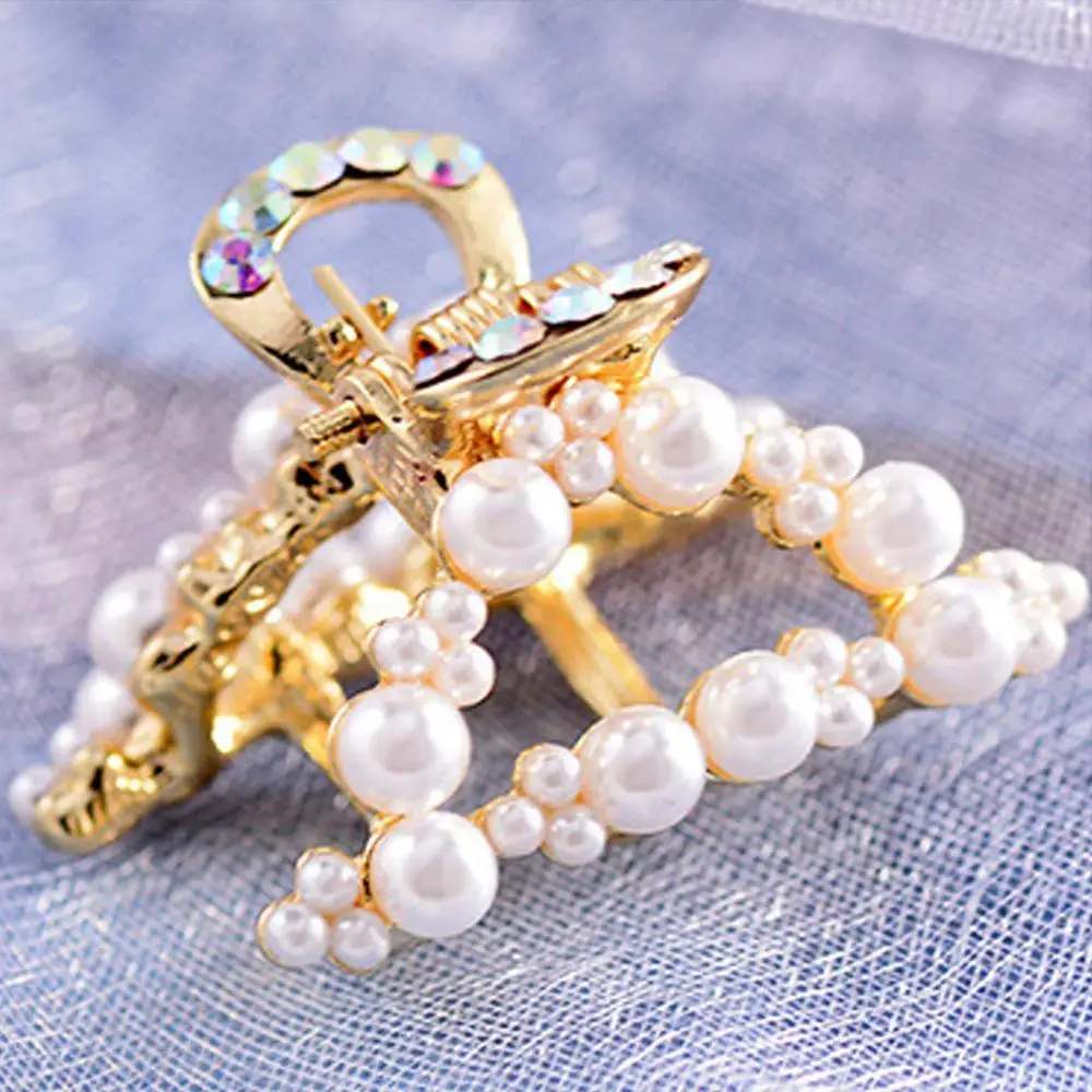1 шт. роскошные стразы с жемчугом металлические шпильки для волос крабами заколки