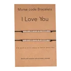 Плетеный браслет cmoonry с бусинами из нержавеющей стали для мужчин и женщин, кодовый браслет ручной работы с надписью I Love You