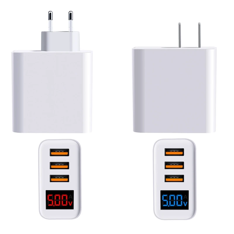 

2021 New 3 Ports 5V 3.4A USB Wall Charger Multiple USB Portable Display Power Charger