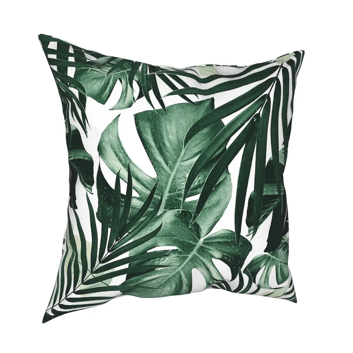 

Декоративная квадратная подушка, чехол из полиэстера с изображением тропических листьев джунглей, гавайская экзотическая удивительная на...