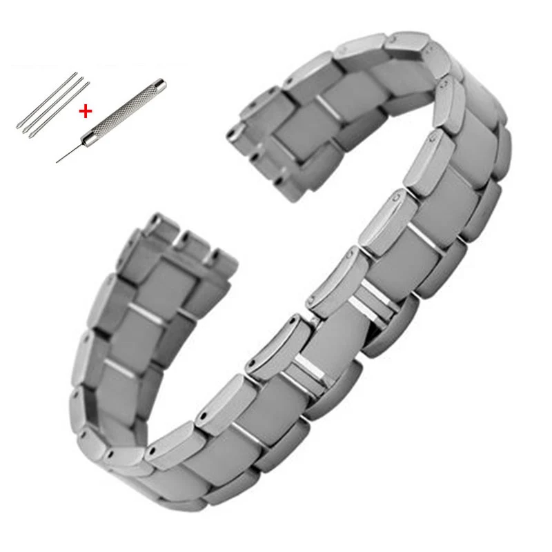 Металлический ремешок для часов Swatch YGS716 YAS100 YVS441G/YAS112G браслет из нержавеющей стали+ керамический ремешок для часов 17 мм для женщин - Цвет ремешка: silver white 2