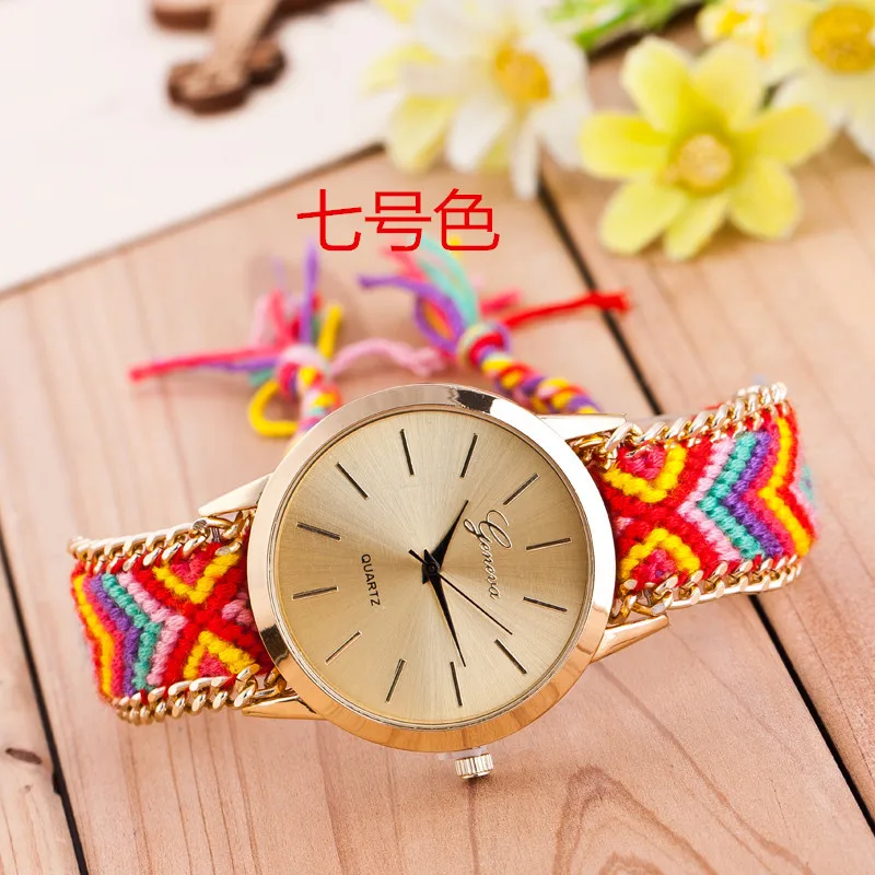 

2020 new hot-selling popular ethnic style hand-woven strap watch multi-color bracelet wristband watch ladies watch