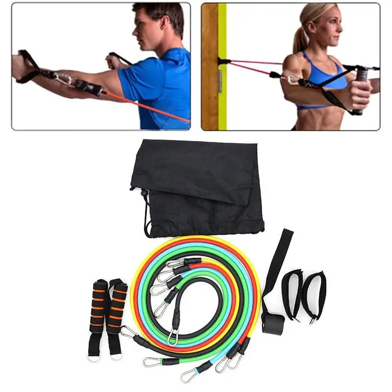 

11pcs Fitness Pull Rope Resistance Band Elastic Fitness Trainer Combination Auxiliary Tension Rope Set Fitness Workout Equipment
