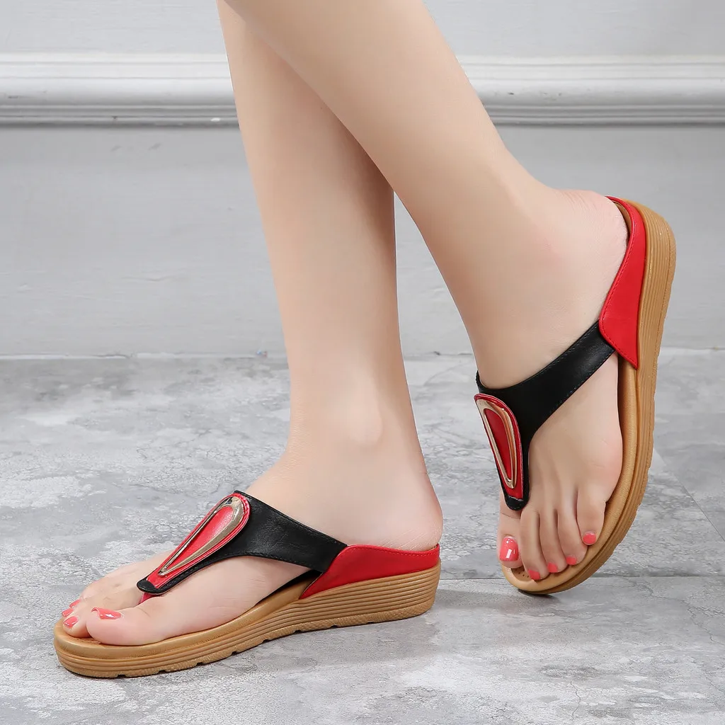 Женские богемные сандалии повседневные Вьетнамки прочные шлепанцы с мягкой