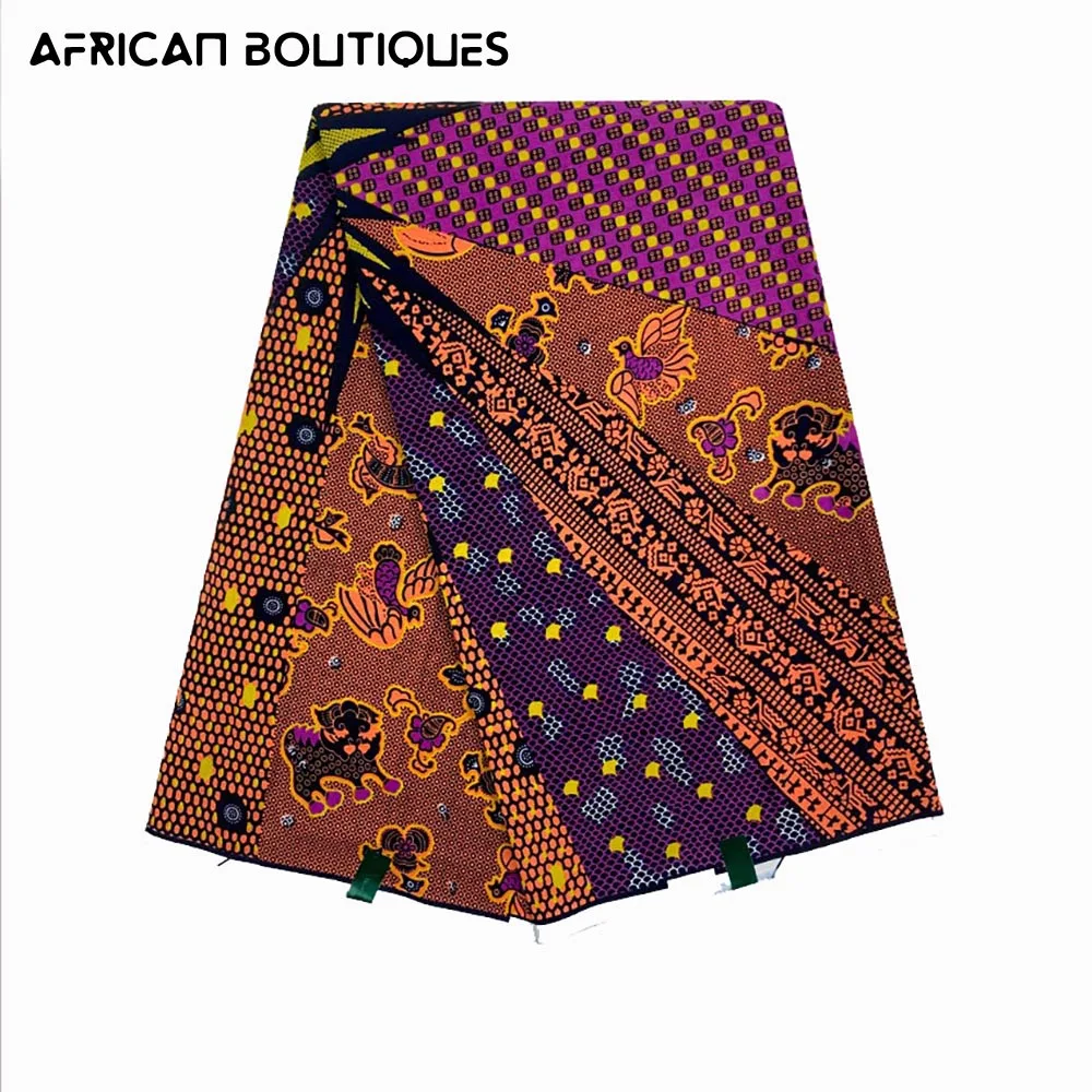 

Африканская восковая ткань с принтом, 100% хлопок, модная восковая ткань с принтом Анкары, 6 ярдов, Высококачественная африканская свадебная т...