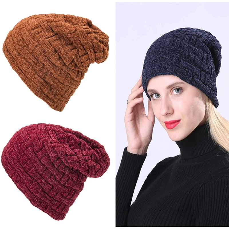 

Man Winter Wool Beanie Hat for Women Winter Knitted Slouchy Hip Hop Beanie Warm Skullies Caps Female Wool Stocking Hat