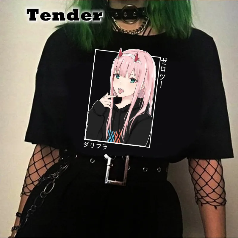 Hot Anime Graphic T shirt Darling in the Franxx Anime Zero TWO Kawaii Cartoon Tops Harajuku Print T Shirt y2k aesthetic t shirts