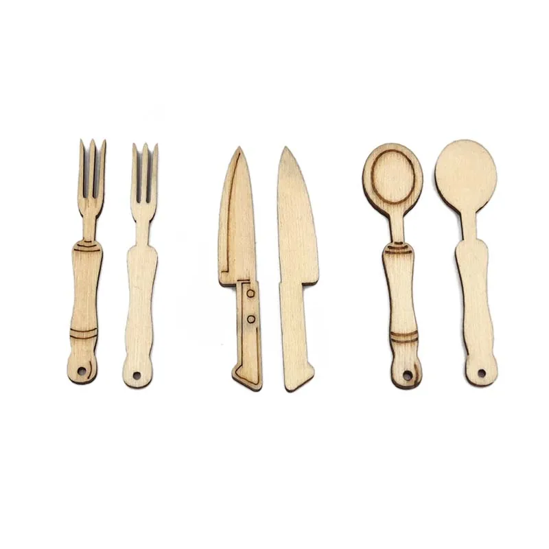 

20pcs/lot Wooden Embellishments, Tableware Shaped Wooden Cutouts Wood Ornament for Crafts Projects, Home/Party Decorations