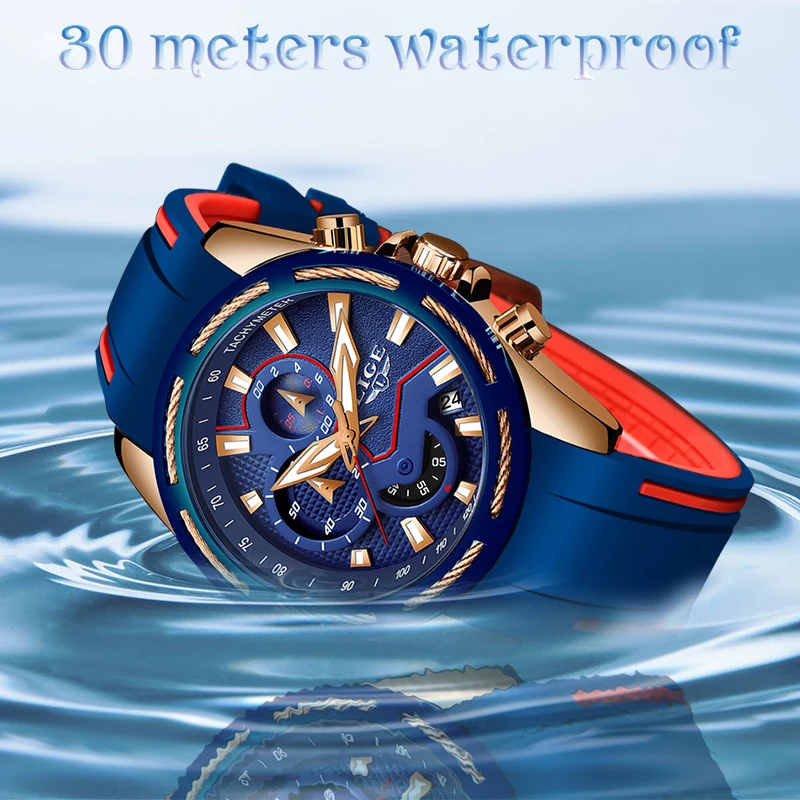 Часы наручные LIGE Мужские кварцевые модные брендовые Роскошные