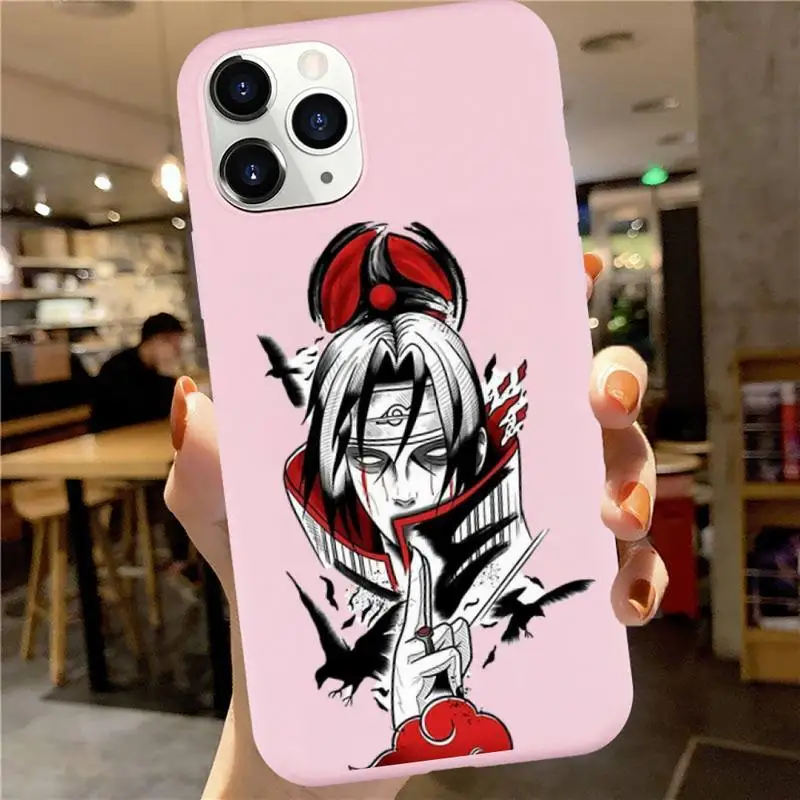 

Naruto Kakashi Uchiha Itachi Phone Case Pink Candy Color for iPhone 6 7 8 11 12 s mini pro X XS XR MAX Plus