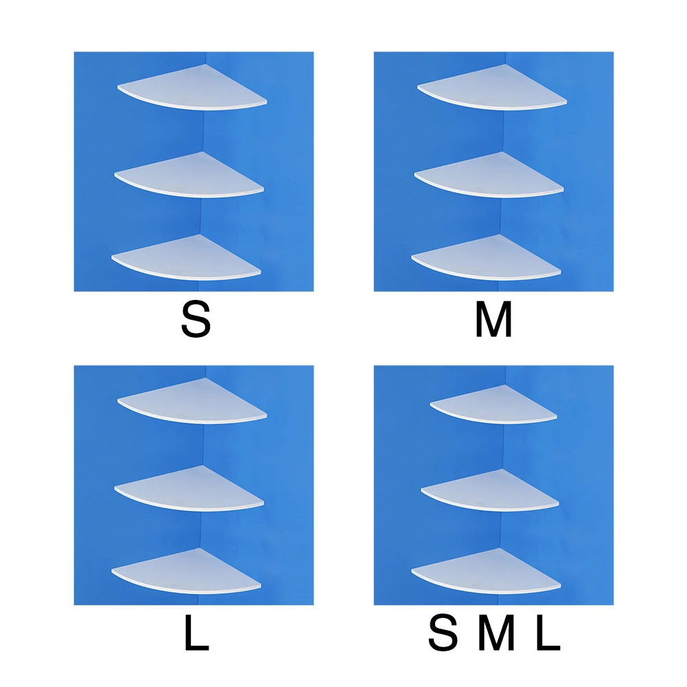 3pcs storage rack display organizer bathroom kitchen home decor corner shelf sector shower office wall mounted floating free global shipping