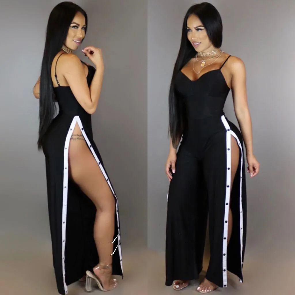 Женский комбинезон с принтом Свободный Длинный клубный глубоким вырезом на