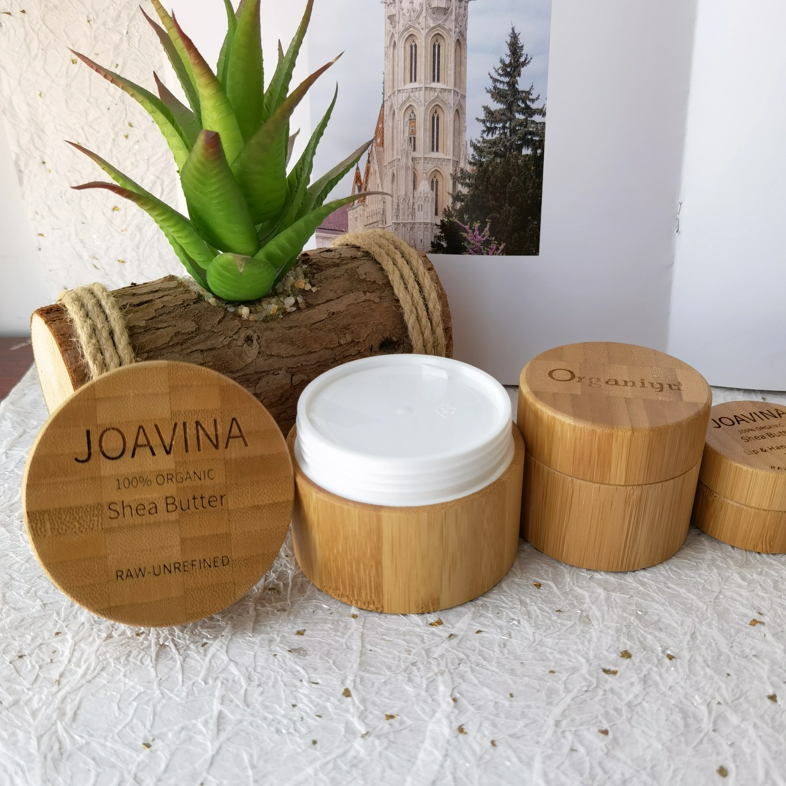 Pot Packaging Lotion Face Cream Bottles Bamboo Cap