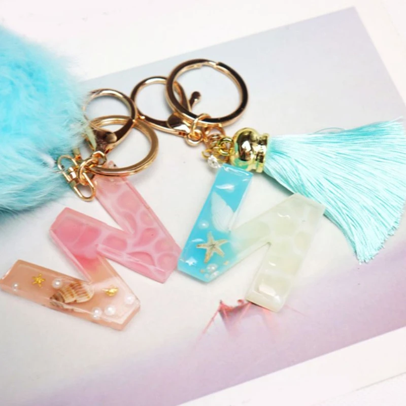 

Alphabet Keychain Epoxy Resin Mold English Letters Number Pendants Casting Silicone Mould DIY Craft Jewelry Casting Tool