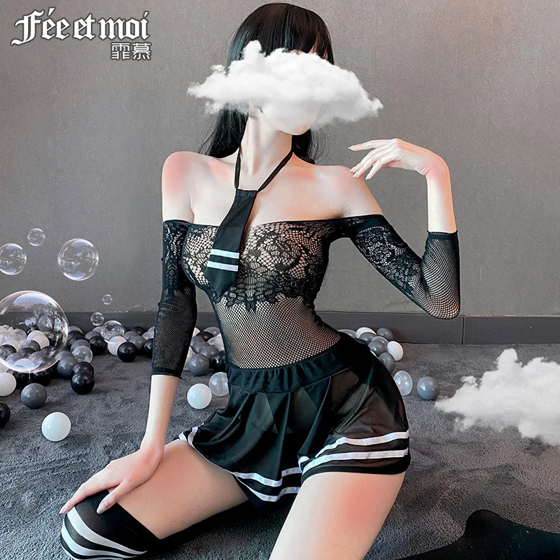 Сексуальное прозрачное Сетчатое платье Лолита Студенческая форма школьница