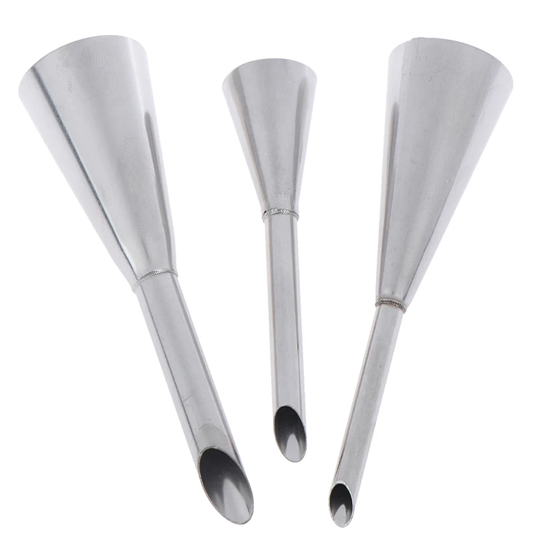 

3pcs/set Piping Bag Nozzles Set Stainless Steel Cupcake Cake Decorating Tips For Puff Cream Pastry Piping Nozzles