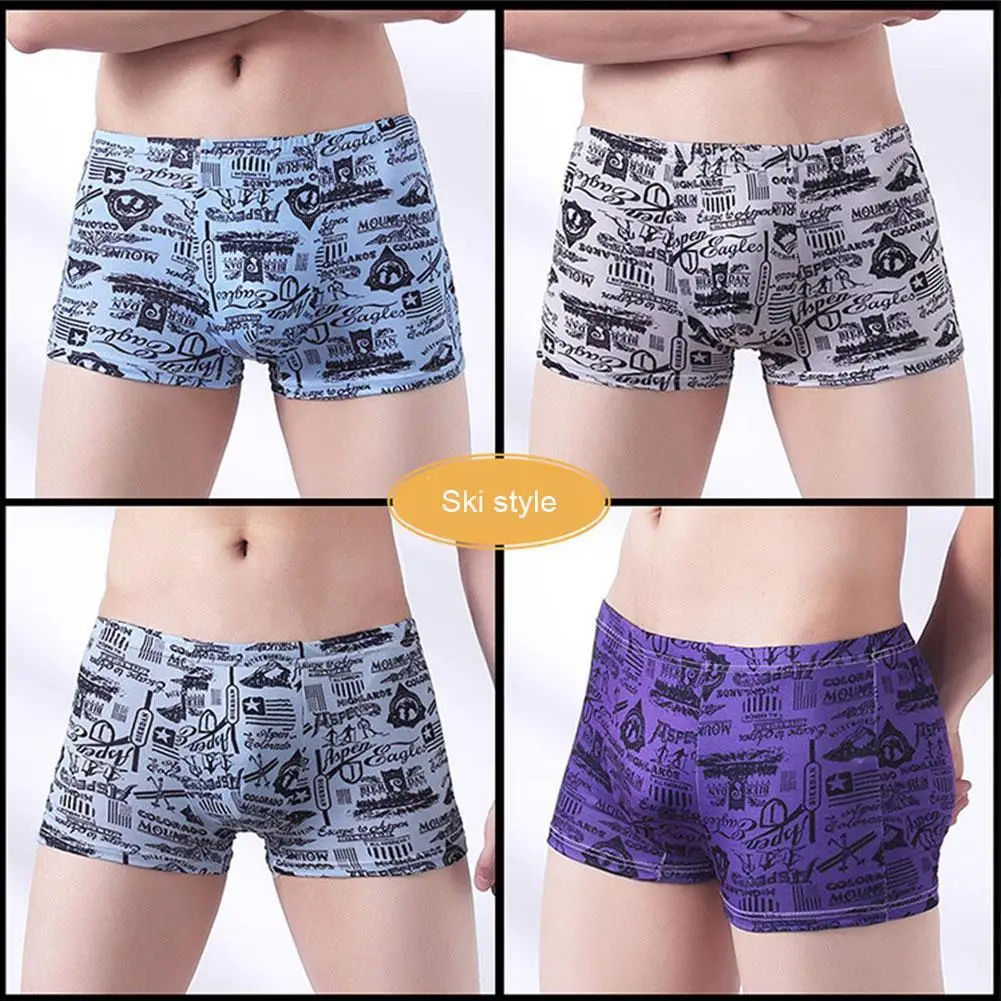 4pcs/Lot Fashion Sexy Printed Large Size Men’s Underwear Sets Slip Men Boxer Shorts Homme Lingerie Panties Underpants