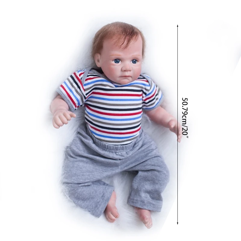 

20in Mini Doll Girls Sleeping in Vinyl Silicone Bodies, Handmade Toys and Purple Dresses, Gifts for Children Kids Babies
