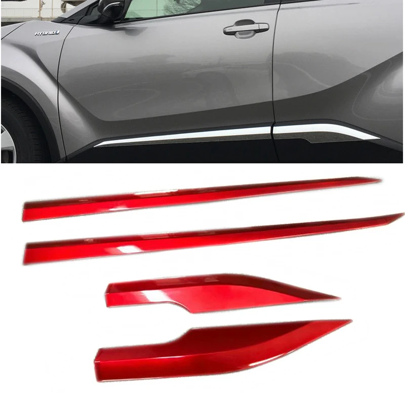 Для Toyota CHR CH R 2016 2017 2018 красный Боковая дверь литья тела полосы стример защита под