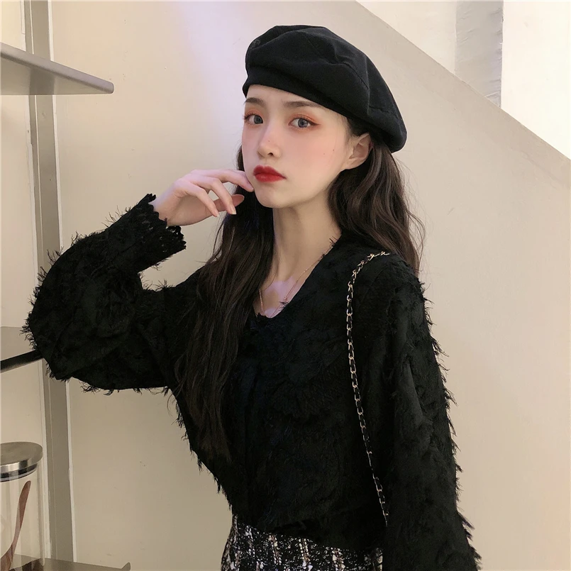 

autumn winter tassel peter pan collar blusas mujer de moda ladies tops sweet style loose women blouses fashion brand shirts new
