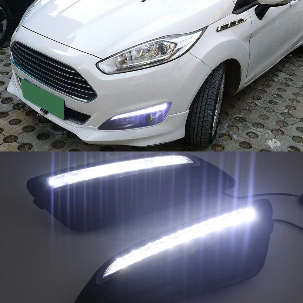 Car Flashing 1 Pair LED DRL Daytime Running Lights For Ford Fiesta 2013 2014 2015 2016 Daylight Fog light waterproof | Автомобили и