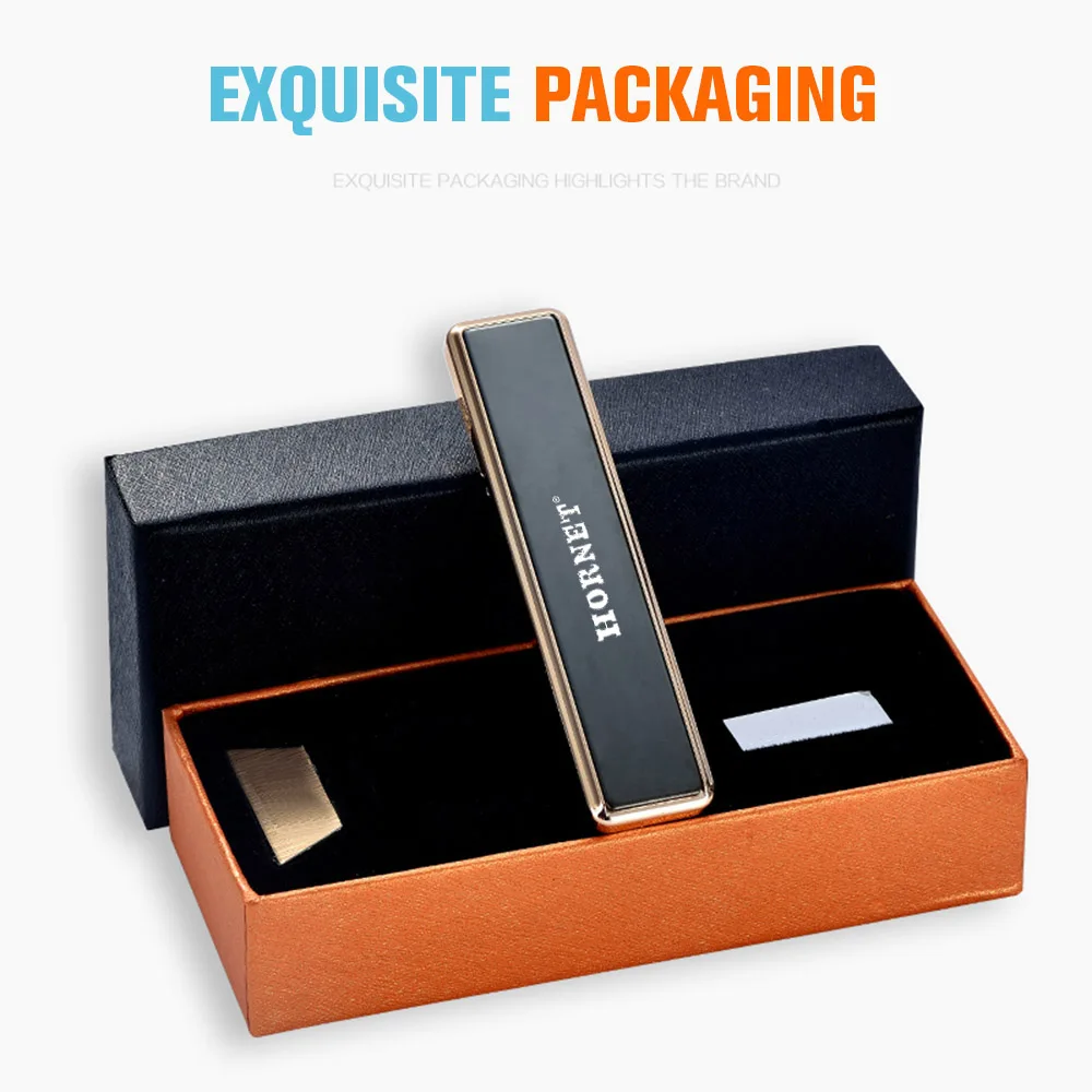 

HORNET нажимная Индукционная перезаряжаемая usb-зажигалка, беспламенная ветрозащитная зажигалка, креативные металлические двухсторонние зажи...