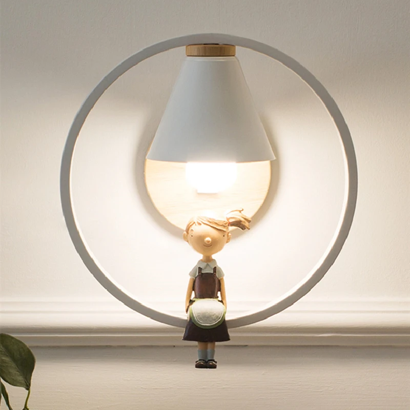 

Nordic Simple Wall Lamp Creative Resin Doll Wall Lamps For Living Room Bedroom Modern Luminaire E27 Bedside Wall Light Fixtures