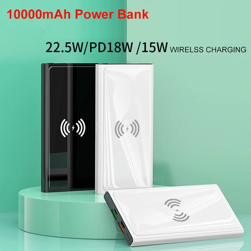 

22.5W Super Fast Charging Power Bank 10000mAh PD18W External Battery Powerbank 15W Wireless Fast Charger For iPhone 12 11 Pro