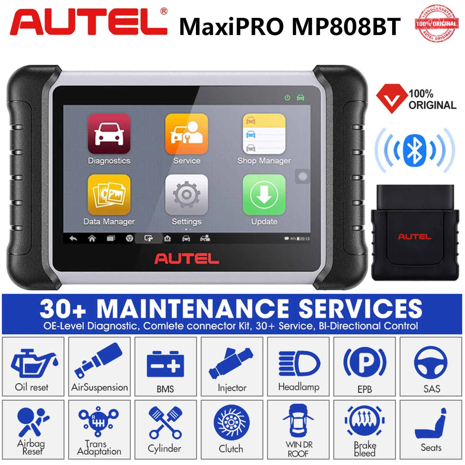 Autel MaxiPRO MP808BT Lite Wireless Car Diagnostic Scan Tool Bi-Directional Control 30+ Services Upgrade of MP808/DS808 Scanner |