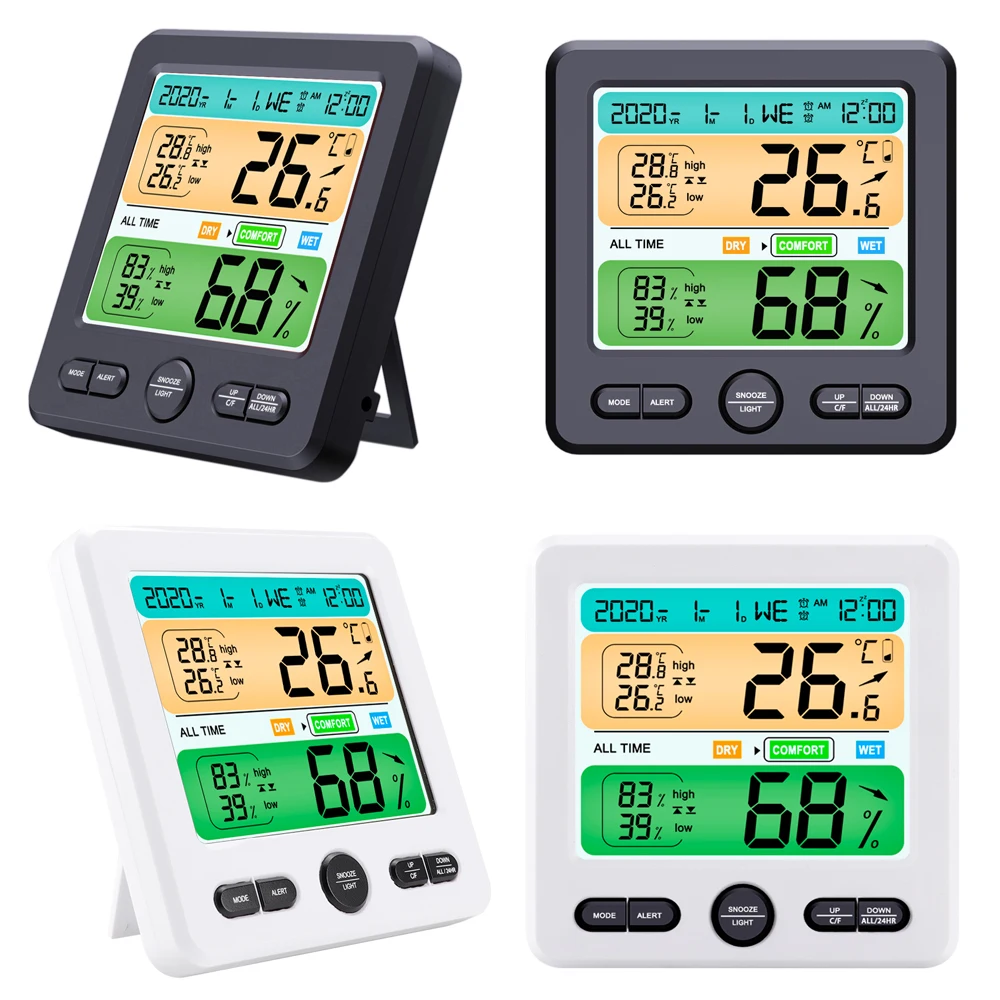 

Electronic Digital Temperature Humidity Meter Thermometer Hygrometer Indoor Outdoor Weather Station Clock